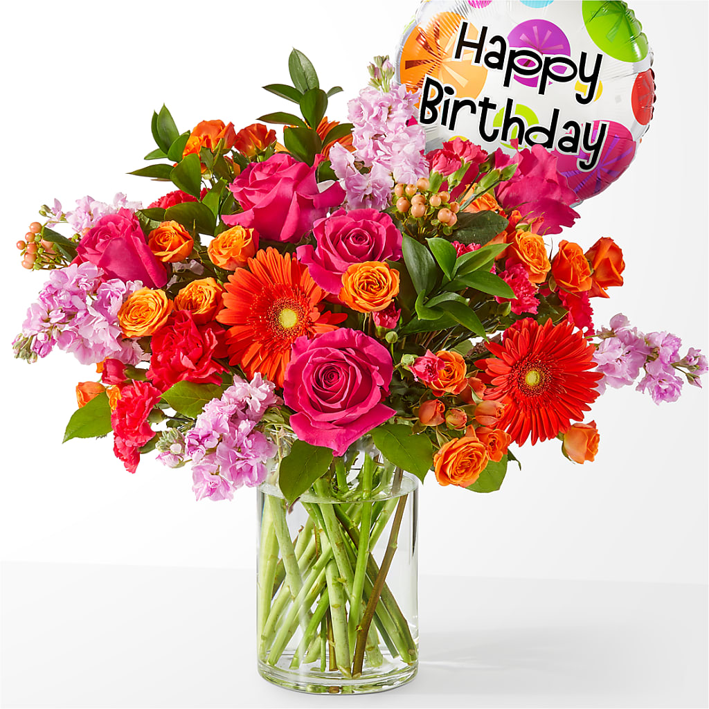 Fiesta Bouquet with Birthday Balloon – DANI' SWEET DELIGHTS, Las Vegas NV