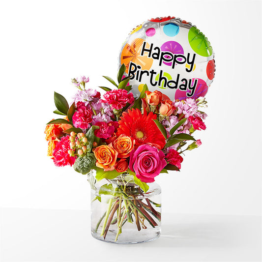 Fiesta Bouquet with Birthday Balloon – DANI' SWEET DELIGHTS, Las Vegas NV