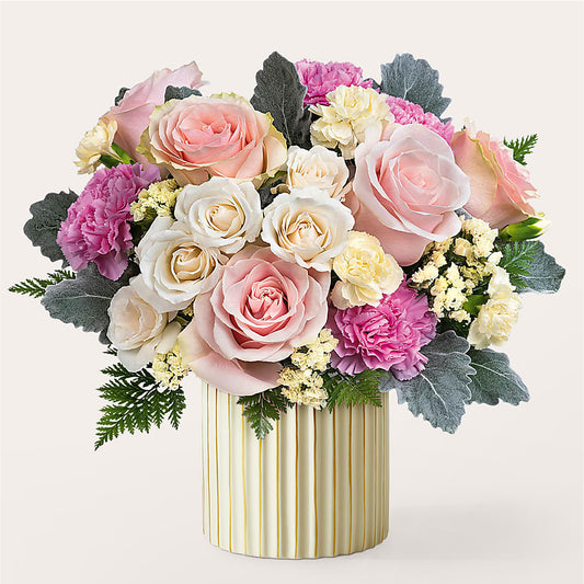 Blissful Moments Bouquet with Ivory Vase – DANI' SWEET DELIGHTS, Las Vegas NV