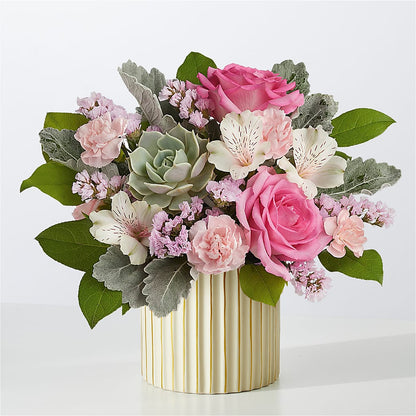 Dusty Rose Bouquet with Ivory Vase – DANI' SWEET DELIGHTS, Las Vegas NV