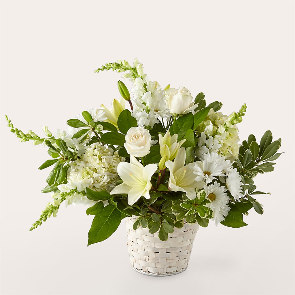 Ivory Elegance Floral Basket – DANI' SWEET DELIGHTS, Las Vegas NV