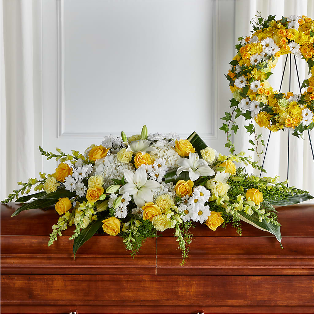 Golden Harmony Casket Spray – DANI' SWEET DELIGHTS, Las Vegas NV