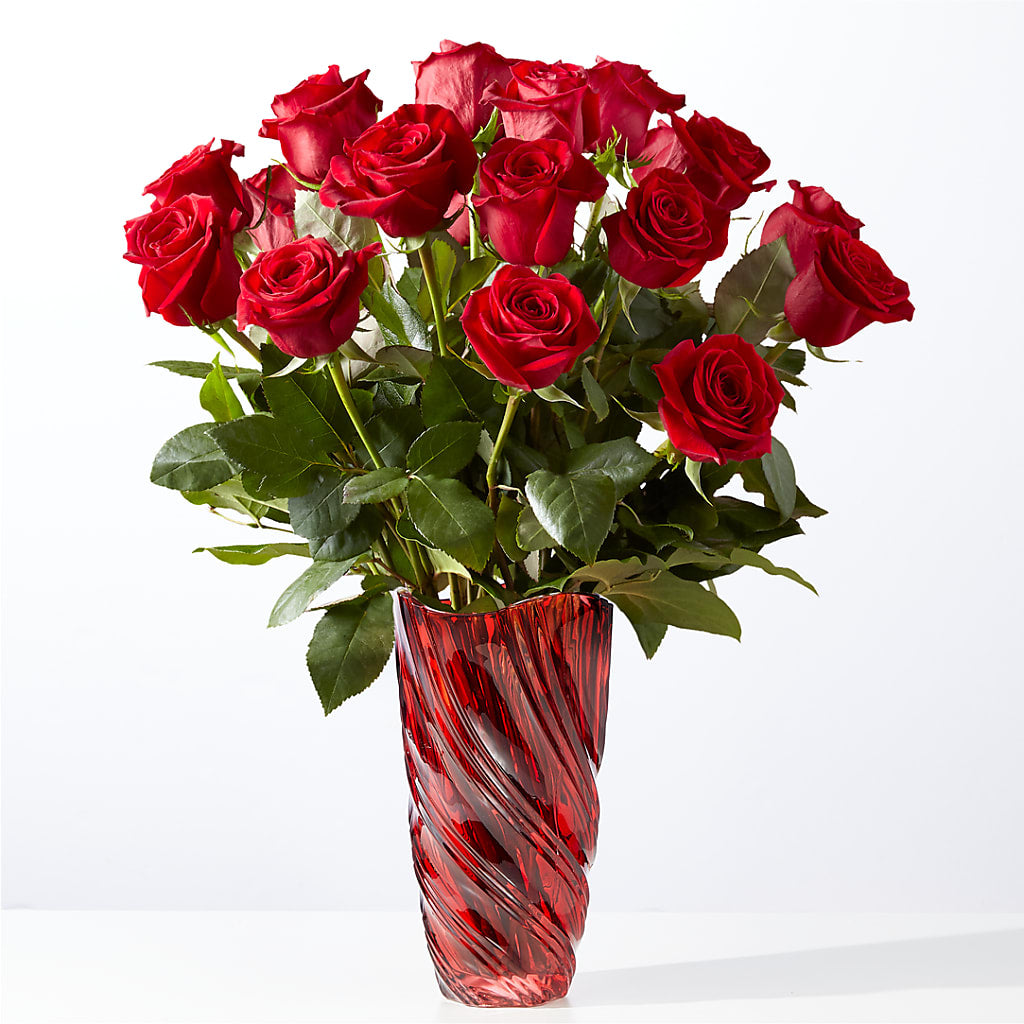 Classic Love Red Rose Bouquet with Luxe Swirl Vase – DANI' SWEET DELIGHTS, Las Vegas NV