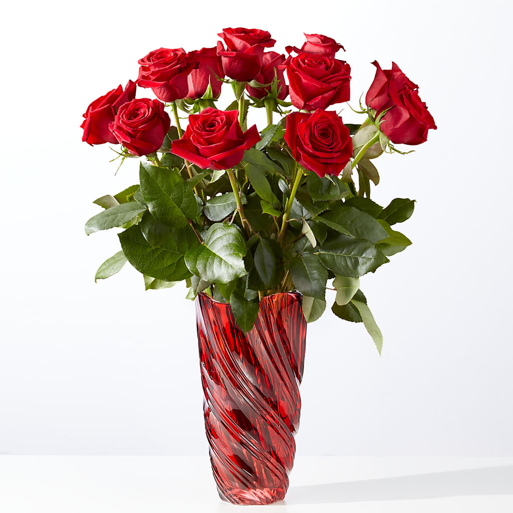 Classic Love Red Rose Bouquet with Luxe Swirl Vase – DANI' SWEET DELIGHTS, Las Vegas NV