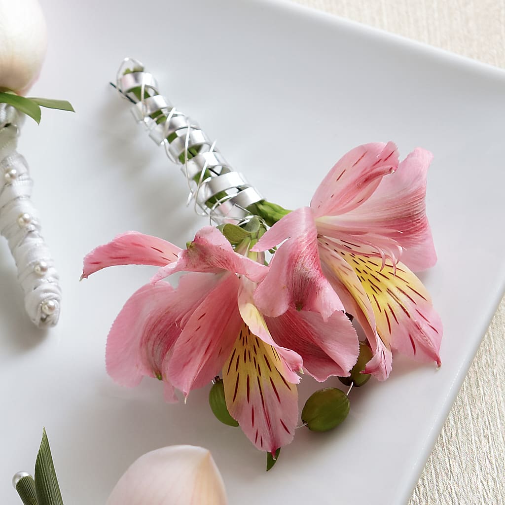 Pink Peruvian Lily Boutonniere – DANI' SWEET DELIGHTS, Las Vegas NV