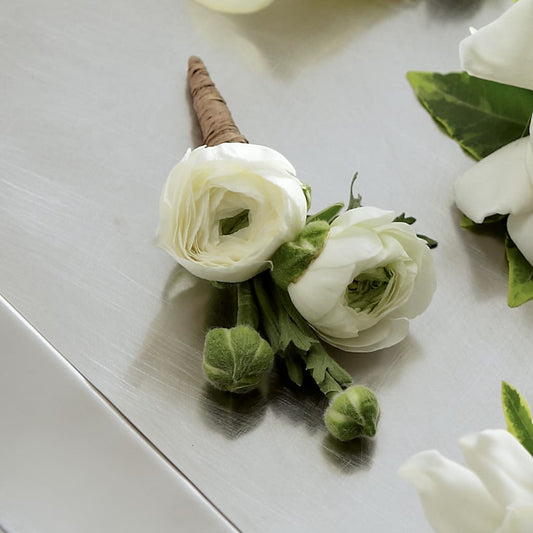 White Ranunculus Boutonniere – DANI' SWEET DELIGHTS, Las Vegas NV