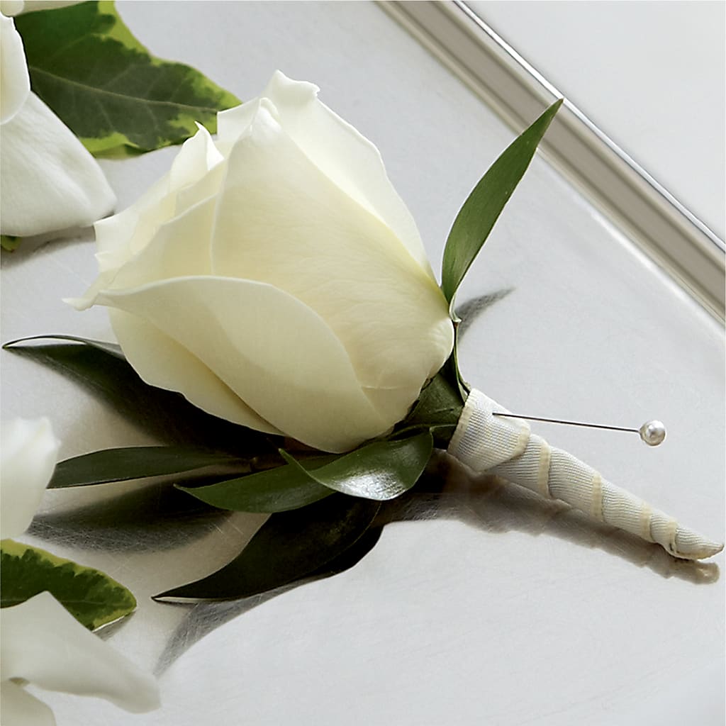 White Rose Boutonniere – DANI' SWEET DELIGHTS, Las Vegas NV